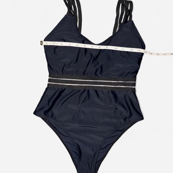 Black Elastic Band One-Piece Swimsuit (WOMENS SMALL) - Picture 2 of 7